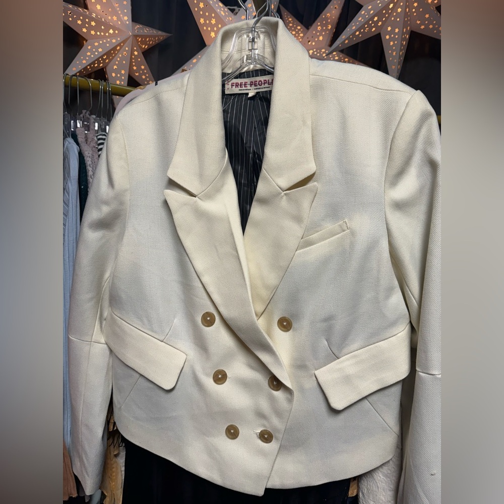Free People Cream Blazer with Gold Buttons - Picture 4 of 6